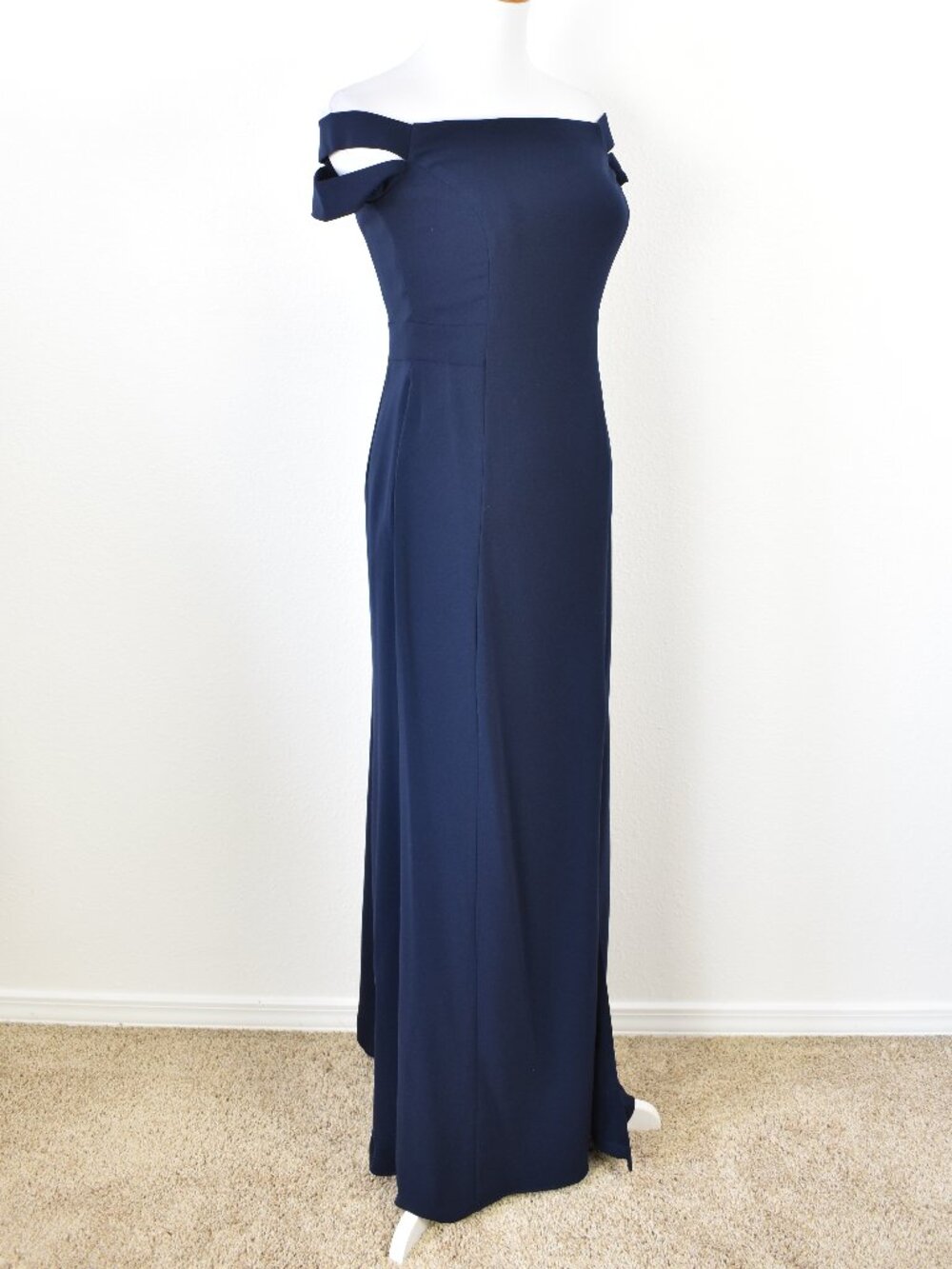 Lauren Ralph Lauren Formal Off Shoulder Dress Navy - 4 - Picture 8 of 10